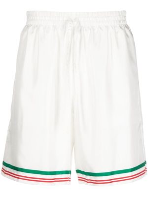 Casablanca graphic-print silk shorts - White