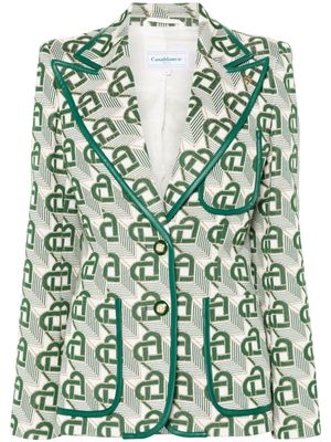Casablanca Heart-jacquard peak-lapel blazer - Green