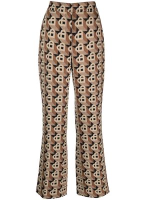 Casablanca Heart-jacquard virgin-wool trousers - Brown
