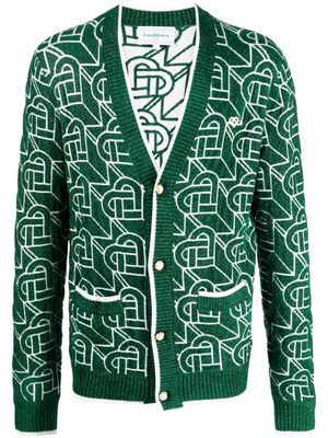 Casablanca Heart Monogram jacquard cardigan - Green