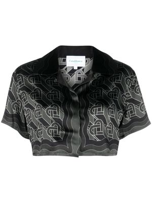 Casablanca Heart Monogram-print cropped shirt - Black