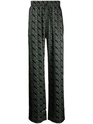 Casablanca Heart Monogram-print silk trousers - Black
