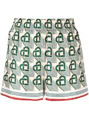 Casablanca Heart Monogram silk boxer shorts - White
