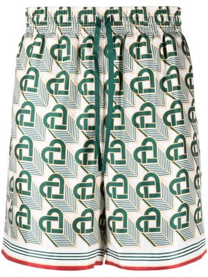 Casablanca Heart Monogram silk shorts - Green
