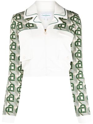 Casablanca Heart Monogram zip-up jacket - White
