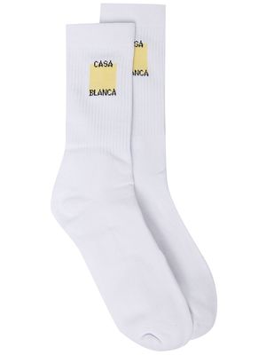Casablanca intarsia-knit logo socks - White