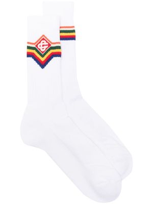 Casablanca intarsia-logo ankle socks - White