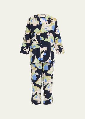 Casablanca Jacques Bird-Print Silk Pajama Set