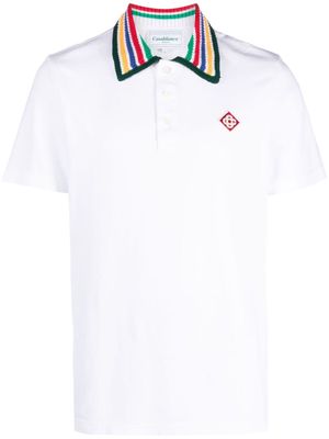 Casablanca knitted-collar polo shirt - White