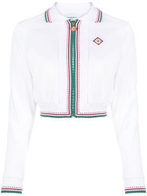 Casablanca knitted cropped track jacket - White