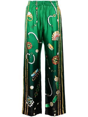 Casablanca La Boite A Bijoux silk trousers - Green