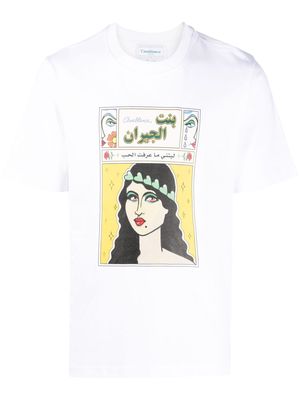 Casablanca La Femme-print organic cotton T-shirt - White