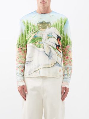 Casablanca - L'amour En Fleur-print Merino-blend Sweater - Mens - Multi
