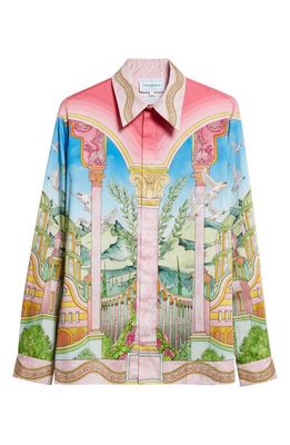 Casablanca Landscape Cotton Button-Up Shirt in Le Jardin Ideal