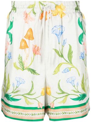 Casablanca L'Arche de Fleurie silk shorts - White