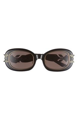 Casablanca Laurel Oval Sunglasses in Black /Gold /Laurel /Grey