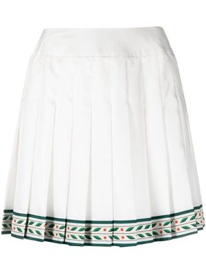Casablanca Laurel pleated silk miniskirt - White