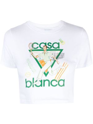 Casablanca Le Jeu cropped T-shirt - White