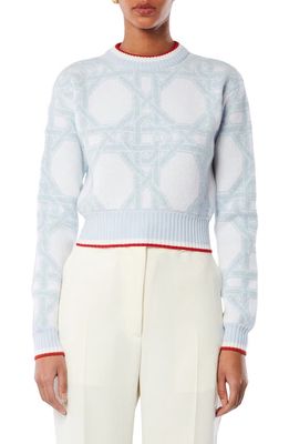 Casablanca Le Monogramme D'Osier Crop Sweater in White /Light Blue