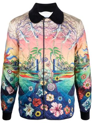 Casablanca L'Envol print quilted satin jacket - Pink