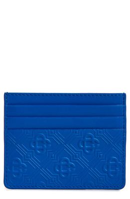 Casablanca Logo Embossed Leather Credit Card Case in Blue