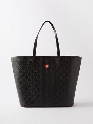 Casablanca - Logo-embossed Leather Tote Bag - Mens - Black