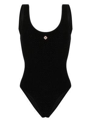 Casablanca logo-embossed textured swimsuit - Black