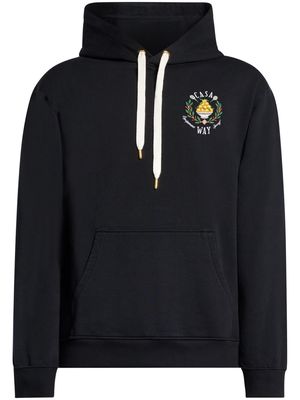 Casablanca logo-embroidered cotton hoodie - Black