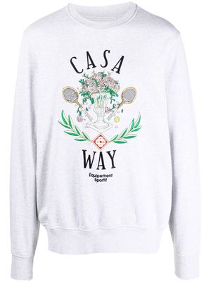 Casablanca logo-embroidered crew-neck sweatshirt - Grey