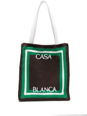 Casablanca logo-embroidered crochet tote bag - Brown