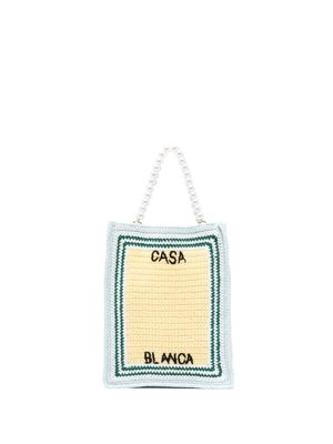 Casablanca logo-embroidered crochet tote bag - Yellow