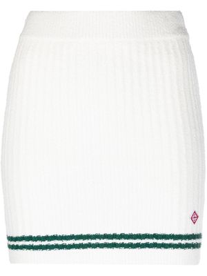 Casablanca logo-embroidered knitted skirt - White