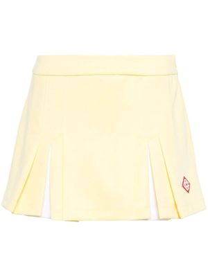 Casablanca logo-embroidered pleated miniskirt - Yellow