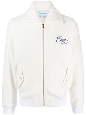 Casablanca logo-embroidered zip-front jacket - Neutrals