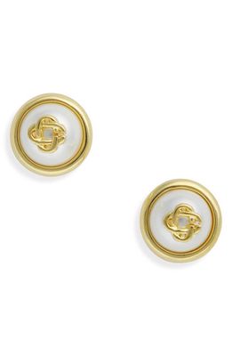 Casablanca Logo Imitation Pearl Stud Earrings in Gold