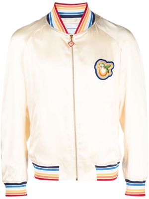 Casablanca logo-patch bomber jacket - Neutrals