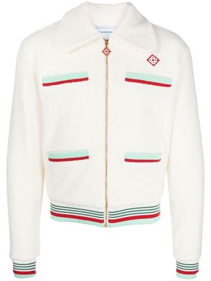 Casablanca logo-patch fleece jacket - Neutrals