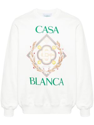 Casablanca logo-print cotton sweatshirt - White