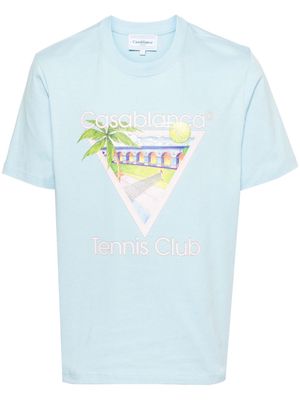 Casablanca logo-print organic cotton T-shirt - Blue