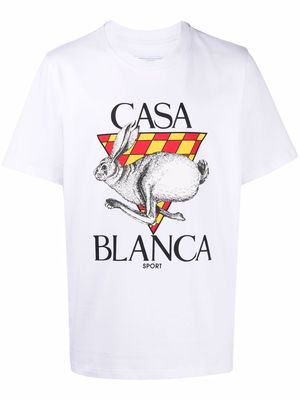 Casablanca logo-print organic cotton T-shirt - White