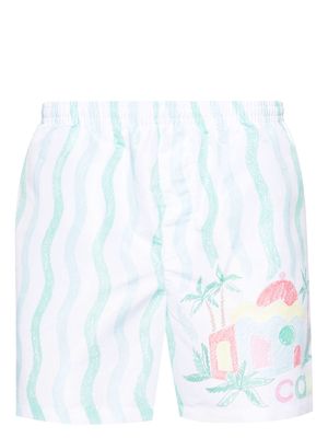 Casablanca Memphis-print swim shorts - White