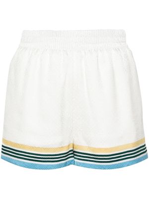 Casablanca monogram-jacquard silk shorts - White