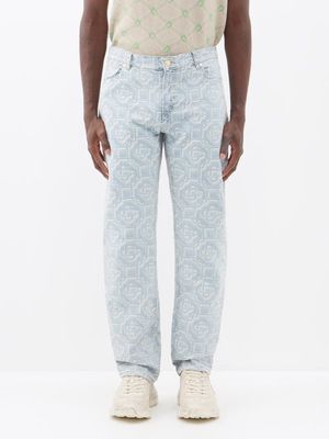 Casablanca - Monogram-jacquard Straight-leg Jeans - Mens - Light Denim