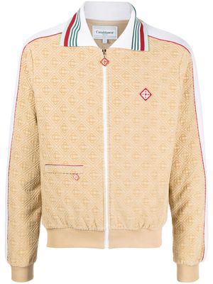 Casablanca monogram-jacquard velour zip-up jacket - Neutrals