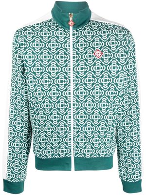 Casablanca monogram-jacquard zip-up jacket - Green