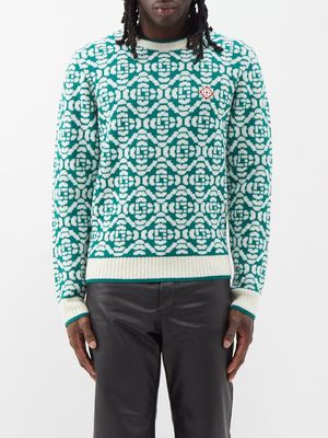 Casablanca - Monogram Merino-blend Sweater - Mens - Green Multi