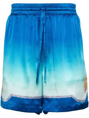Casablanca ombré mosaic silk shorts - Blue
