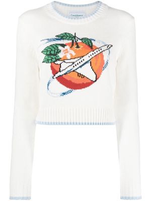 Casablanca orange intarsia knitted jumper - Neutrals
