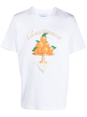 Casablanca orange-print organic-cotton T-shirt - White