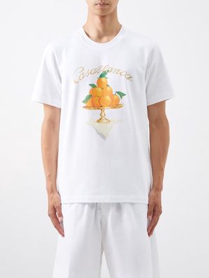 Casablanca - Oranges-print Organic-cotton T-shirt - Mens - White Multi
